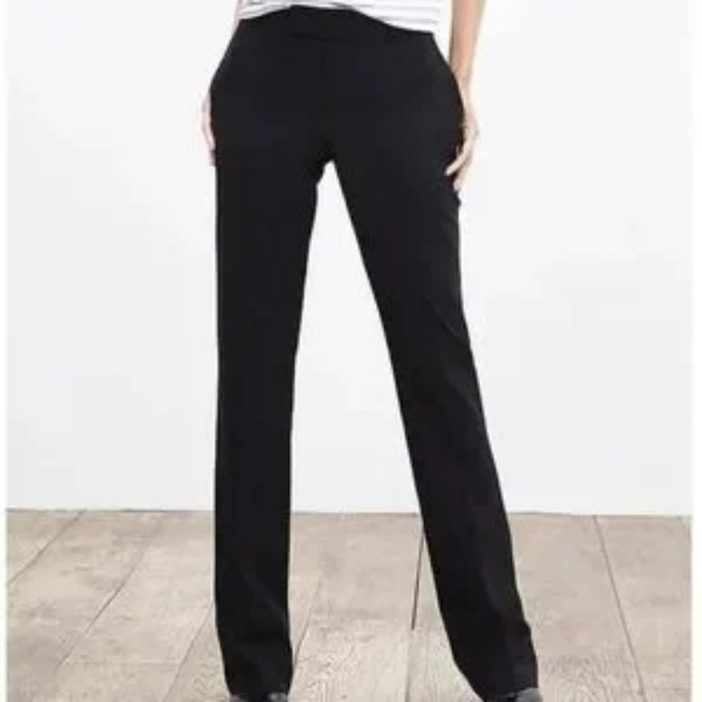 Banana Republic Black Martin Fit Pants Boot Cut Light Weight Wool Sz 2P EUC